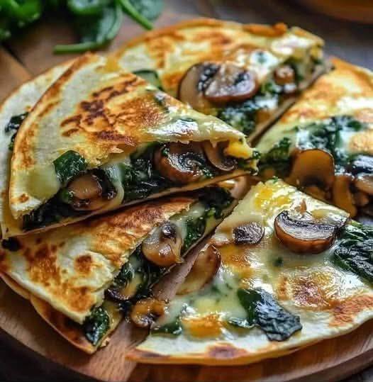 Vegan Spinach Mushroom Quesadillas