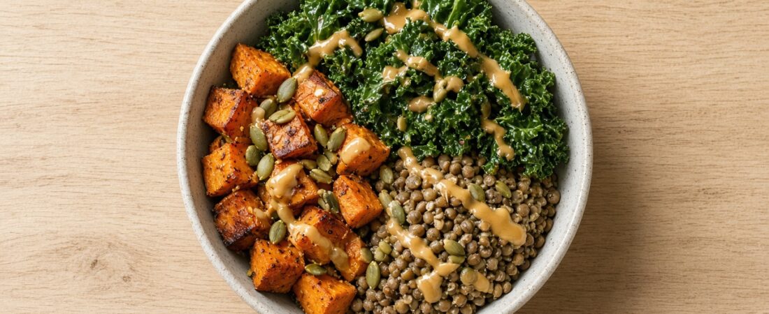 Roasted Sweet Potato Kale Bowl